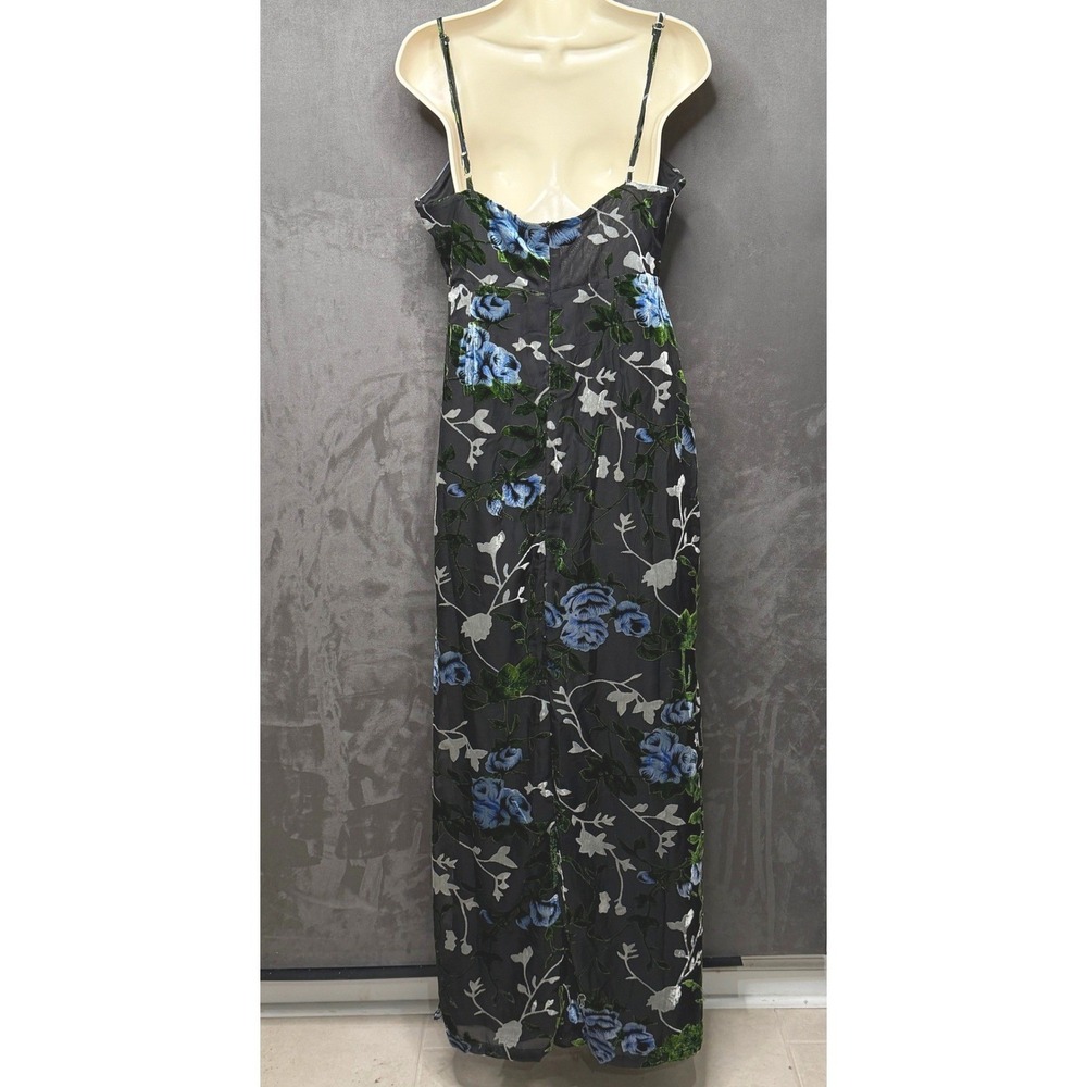 Lulus Maxi‎ Dress Womens Medium Black Floral Velvet Burnout Cowl Neck Gown - Picture 4 of 11